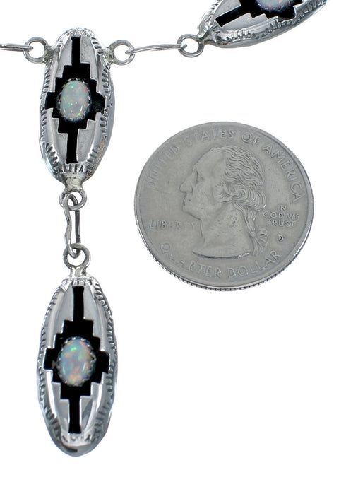 Native American Navajo Blue Opal Sterling Silver Link Necklace Set NX11491
